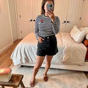 Comme des garçons navy and white stripe PLAY long sleeve tshirt